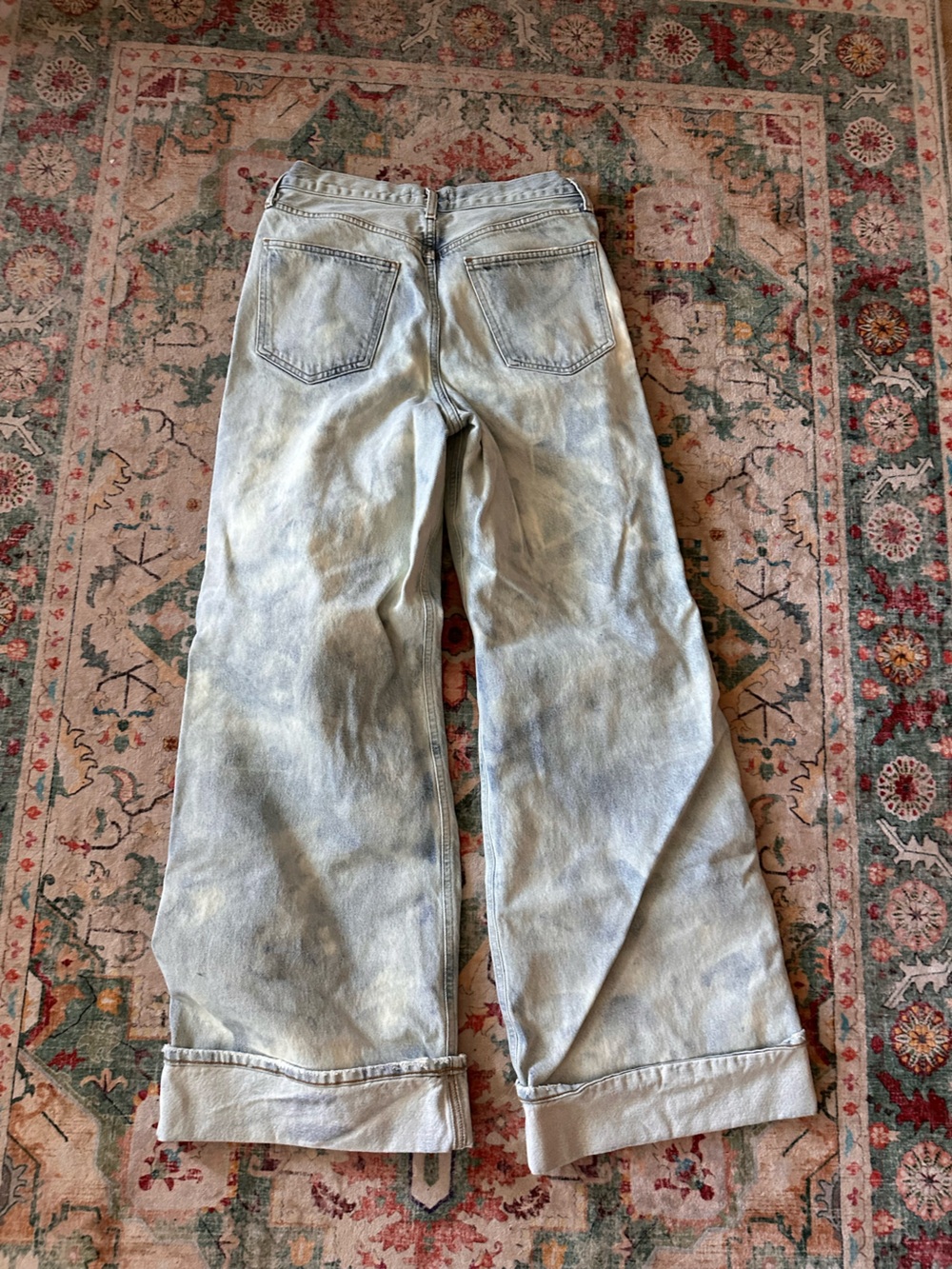 Agolde Dame Light Wash Tie-Dye Wide Leg Jeans